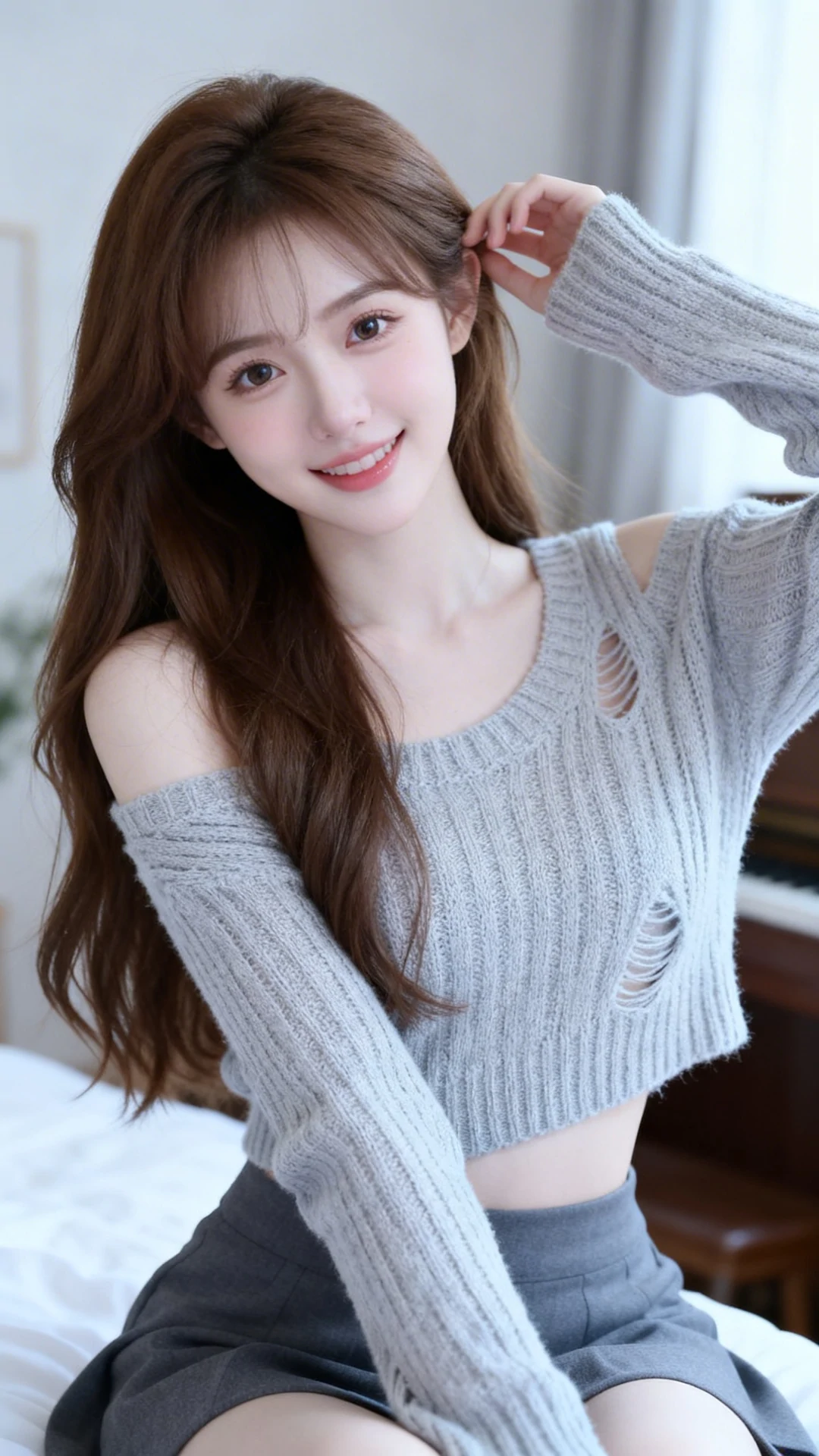 画面中是一位白皙甜妹